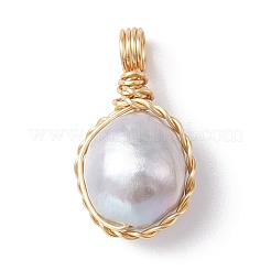 Подвески из медной проволоки с натуральным культивированным пресноводным жемчугом&nbsp;PALLOY-JF02201-03