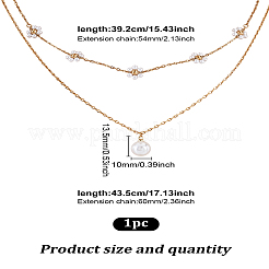 2 шт. 2 стиля латунные и смоляные искусственные жемчужины цветок круглый шарик кулон комплект ожерелье&nbsp;NJEW-LP0003-83