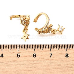 Латунные серьги-манжеты из прозрачного кубического циркония&nbsp;EJEW-F370-28G