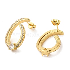 Женские серьги-гвоздики из латуни с микропаве и прозрачным кубическим цирконием&nbsp;EJEW-A040-07G