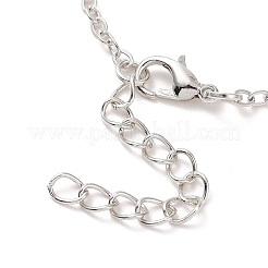 Стеклянная плоская круглая подвеска с латунной цепочкой&nbsp;LS-NJEW-A003-01A