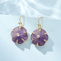 Серьги-подвески из натуральных смешанных камней в форме цветка&nbsp;EJEW-G456-01G