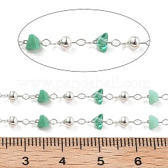 Цепочки из латунных и стеклянных бусин ручной работы&nbsp;CHC-L051-03S-03