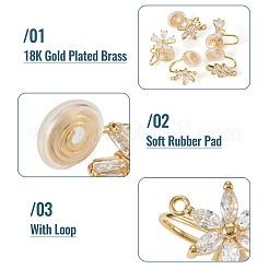 10 шт. 5 стиля латунная микропаве кубический цирконий фурнитура для ушей&nbsp;KK-TA0003-23