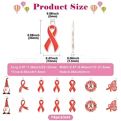 14 шт. 6 стиля «нет наркотикам» красная лента для осведомленности тематические эмалевые подвески из сплава&nbsp;ENAM-FS0003-47