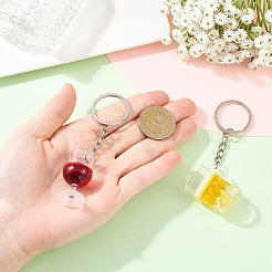 2 шт. 2-цветные прозрачные брелки в виде напитков из смолы&nbsp;KEYC-YW00240