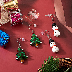 2 пара стеклянных подвесных серег в рождественском стиле в 2 стилях&nbsp;EJEW-TA00701
