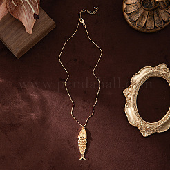 Ожерелья с подвесками из латунных микро-паве из прозрачных кубических цирконий в виде рыбок&nbsp;FS-WG3FDBB-01