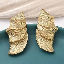 Серьги-гвоздики в форме листа из нержавеющей стали 304&nbsp;EJEW-K268-54G