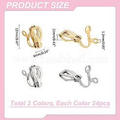 48 шт. 2-х цветная фурнитура для сережек-клипс из нержавеющей стали 304&nbsp;STAS-ME0001-65