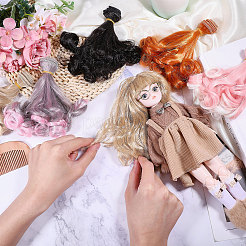 5 шт. 5 стиля высокотемпературного волокна длинная грушевидная завивка прическа кукольный парик волосы&nbsp;DIY-GL0005-63C