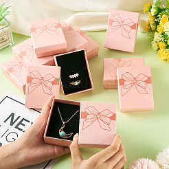 12 шт. подарочные коробки для хранения украшений из бумаги с бантом&nbsp;CBOX-TA0001-14A