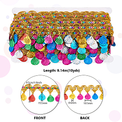 Отделка из полиэстерового цветного кружева с кисточками&nbsp;SRIB-WH0011-308B