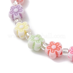 Браслеты-растяжки из искусственного жемчуга с цветочным рисунком из акрила и АБС-пластика для женщин&nbsp;BJEW-JB12908