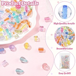 240шт 4 стиля прозрачные акриловые бусины&nbsp;TACR-YW0003-47