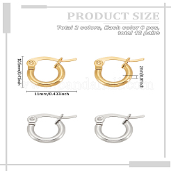 12 пара двухцветных серег-колец из нержавеющей стали для женщин&nbsp;EJEW-LP0001-82