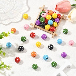 80 шт. 8-х цветные крашеные натуральные деревянные бусины&nbsp;WOOD-YW0001-90