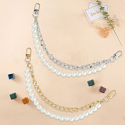 2 шт. 2-цветные пластиковые ручки для сумок с бусинами-имитаторами в виде двойной нити&nbsp;DIY-SC0030-94