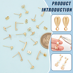 30 шт. 3 шт. фурнитура для сережек-гвоздиков в форме шарика и капли из латуни&nbsp;KK-BC0012-24