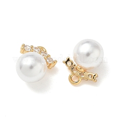 Подвески из искусственного жемчуга из латуни с микропаве из кубических цирконий&nbsp;KK-Z136-09G