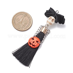 Большие подвески с кисточками из искусственной бирюзы и полиэстера&nbsp;PALLOY-JF04538