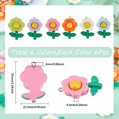 36 шт. 6 цвета непрозрачные подвески из смолы&nbsp;RESI-SP0001-14