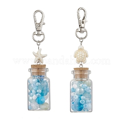 2 шт. стеклянная бутылка желаний внутри лэмпворк и стеклянные бусины подвеска украшения&nbsp;HJEW-JM03259