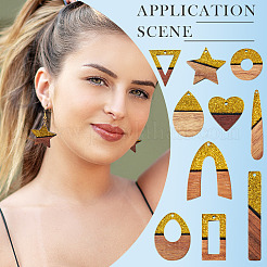 20шт 10 стиля подвески из непрозрачной смолы и орехового дерева&nbsp;RESI-TA0003-37