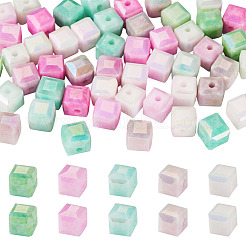 50 шт. 5-х цветные гальванические непрозрачные стеклянные бусины&nbsp;EGLA-TA0013-16