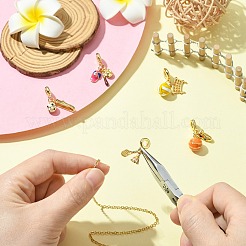 5 шт. 5 стиля подвески-шармы с подвесками в виде спортивного мяча из латуни и эмали в европейском стиле&nbsp;KK-CJ0003-89