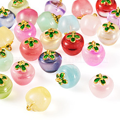 24 шт. 12-х цветные прозрачные стеклянные подвески в форме яблока&nbsp;DGLA-TA0001-35