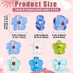 24 шт. 6-цветные стеклянные бусины ручной работы из серебряной фольги в технике лэмпворк&nbsp;FOIL-YW0001-02