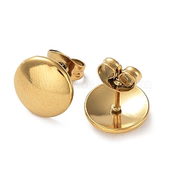 Ионное покрытие (ip) 304 нержавеющая сталь плоские круглые серьги-гвоздики для женщин&nbsp;EJEW-P234-08G