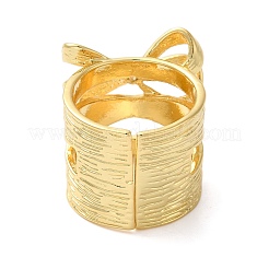 Широкие кольца для женщин с открытыми манжетами и бантом из латуни с микропаве и кубическим цирконием&nbsp;RJEW-B057-03G