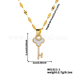 Элегантные модные латунные сверкающие прозрачные кубические цирконии ключ кулон ожерелья для женщин&nbsp;CT5089-1