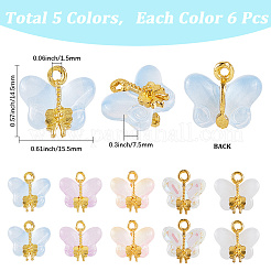 30шт 5 цвета стеклянные подвески&nbsp;GLAA-SC0002-58