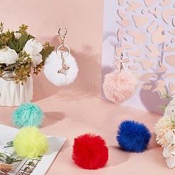 12 шт. подвески ручной работы из искусственного меха кролика с помпонами&nbsp;WOVE-SC0001-06C