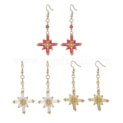 Серьги-подвески из стеклянных бусин в форме звезды&nbsp;EJEW-MZ00664