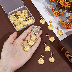 26 шт. плоская круглая подвеска с буквой a~z из сплава&nbsp;HJEW-BC00064