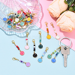 30 шт. 10 стиля подвески в виде улыбающегося лица из сплава эмали и стеклянных семян&nbsp;HJEW-YW00143