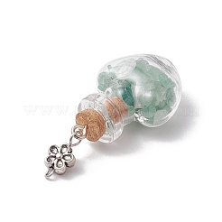 Подвески в стеклянных бутылках с кусочками натурального зеленого авантюрина&nbsp;PALLOY-JF03582-02