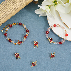 6 шт. 2 стиля латунный огнеупорный кирпич кубический цирконий роза сердце с мечом/священное сердце Иисуса соединительные подвески&nbsp;KK-BBC0020-10