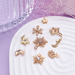 18шт 9 стиля латунные микропаве кубические циркониевые подвески&nbsp;KK-CF0001-01