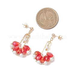 Веерные стеклянные серьги-гвоздики&nbsp;EJEW-MZ00674-01