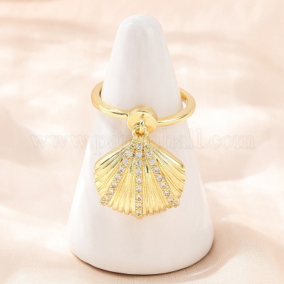 Латунные микро проложить пальцев кольца кубического циркония&nbsp;LS-RJEW-C145-05B-G-1