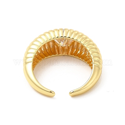 Открытое кольцо-манжета в форме сердца со стразами RJEW-D076-01G-1