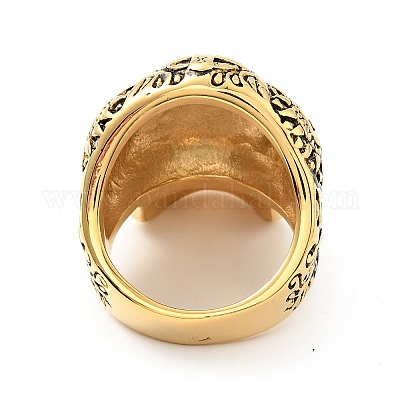 Череп из нержавеющей стали 316 с крестообразным кольцом на пальце RJEW-C030-02C-AG-1