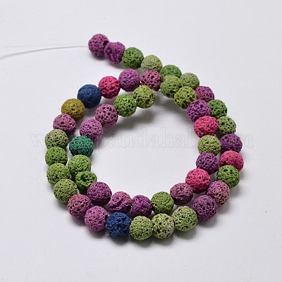 Круглые бусины из натурального камня лавы G-I124-6mm-07-1