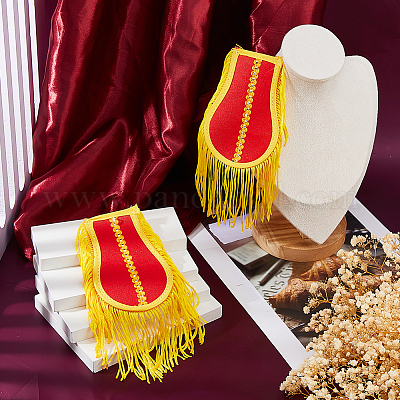 1 пара погон с кисточками из ткани&nbsp;DIY-FH0009-75B-1