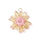 Seed Beads Beaded Charms, Flower, Pink, 24x22x6mm, Hole: 3mm
